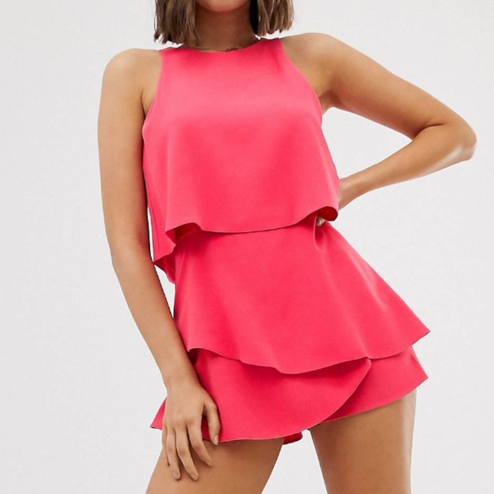 River Island double layer romper in pink